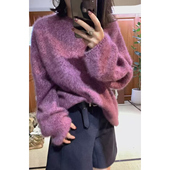 新工艺高品质加厚圆领花纱拉绒羊绒衫