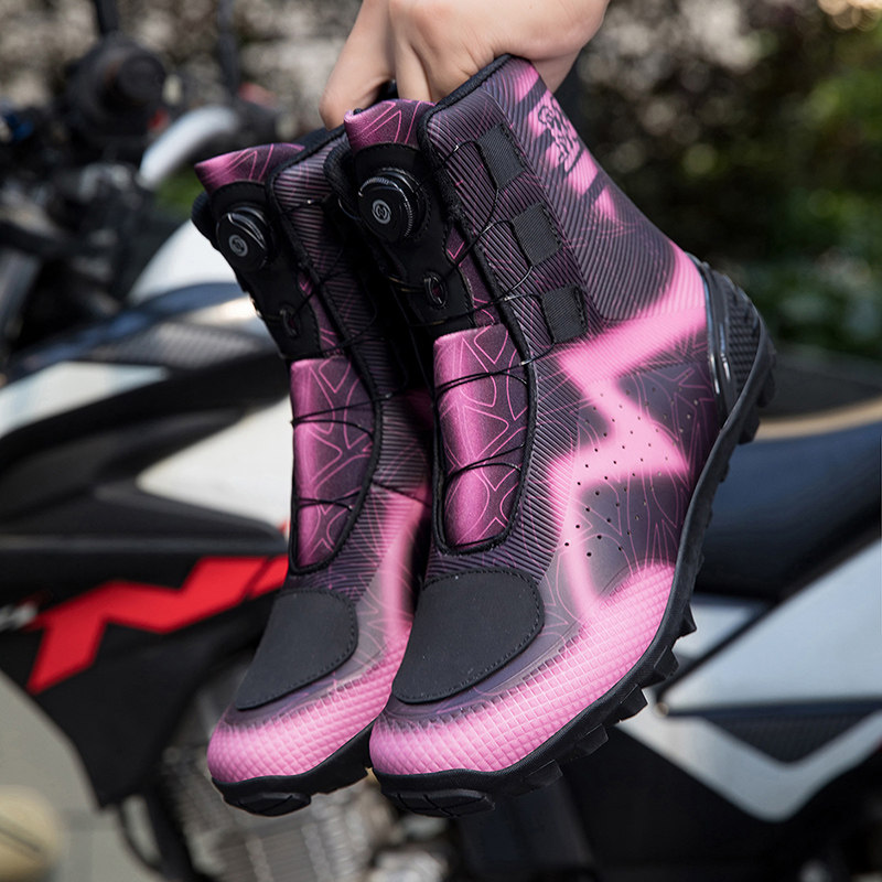 摩托车骑行鞋男春秋款四季轻便透气厚底越野拉力高帮机车靴通勤