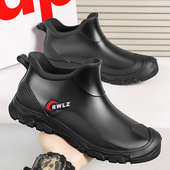 防雨鞋 耐磨胶鞋 男士 厨房工作雨靴男款 浅口低帮短筒防滑防水鞋 时尚