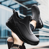 男士 夏洞洞鞋 短筒防滑防水鞋 厨房钓鱼胶鞋 男厚底雨靴低帮时尚 雨鞋