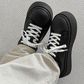 高端痞帅白色厚底板鞋 小白鞋 潮流休闲鞋 透气百搭潮鞋 男款 2026新款