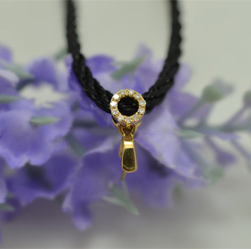 18k金扣翡翠吊坠扣头圆形钻玫瑰金扣玉坠蜜蜡夹扣子钻石扣挂件扣