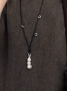 银色豌豆荚项链女秋冬新款轻奢时尚百搭长款吊坠大衣毛衣链配饰潮