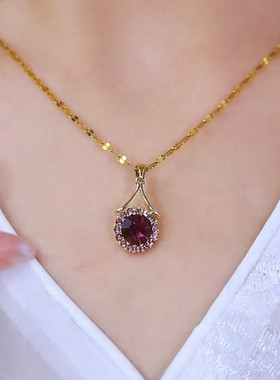 紫气东来紫色水晶吊坠项链