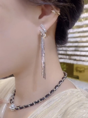 闪电气质女神耳环网红长款显瘦