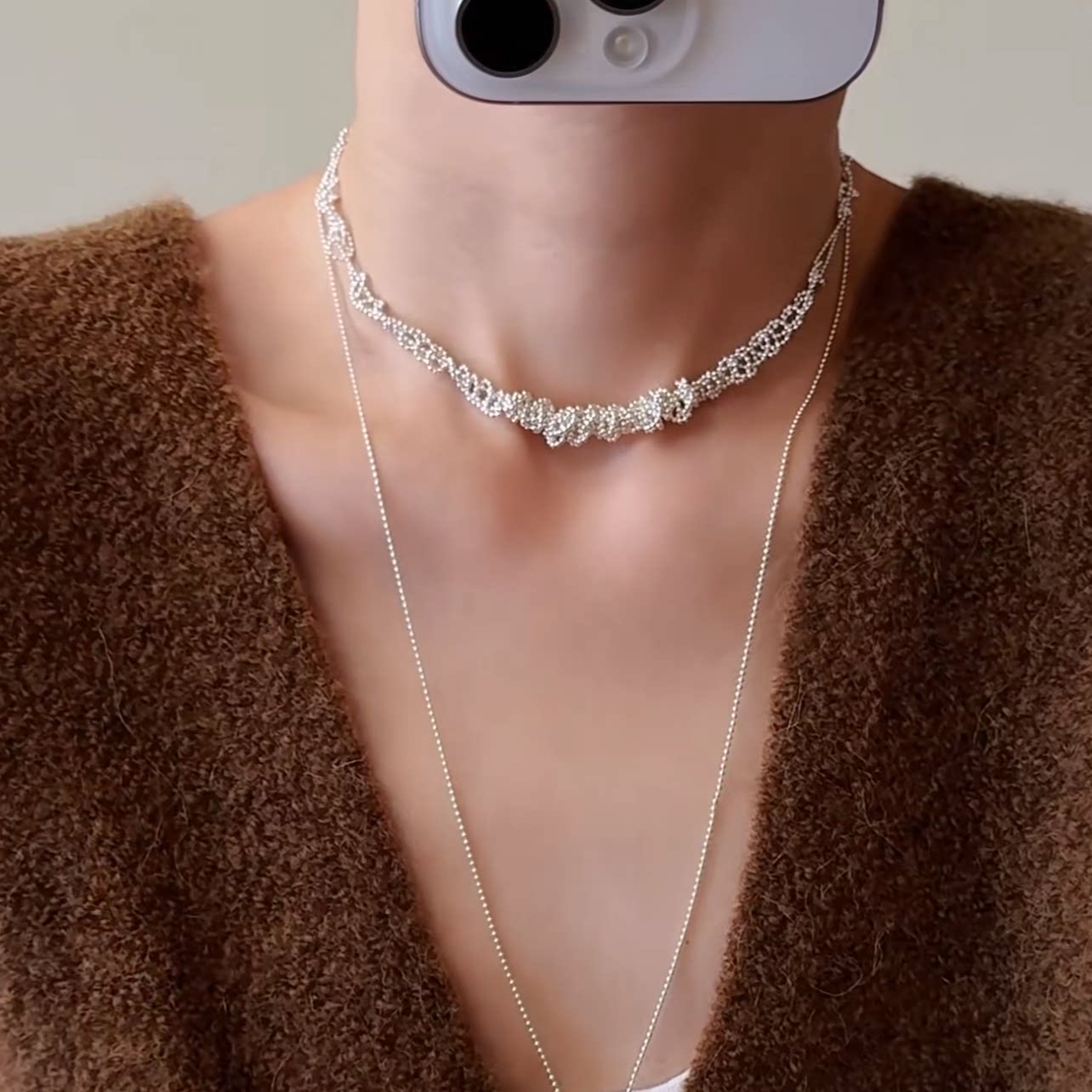 小米珠珠编织蕾丝小众设计师款项链春夏时尚长款流苏大气锁骨配饰