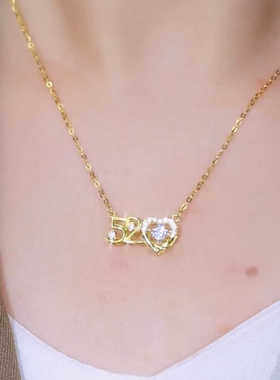 我爱你跳动的心送女友锁骨链纯银