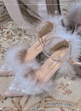 绒绒云手工lo鞋中跟尖头优雅花嫁lolita鞋洛丽塔高