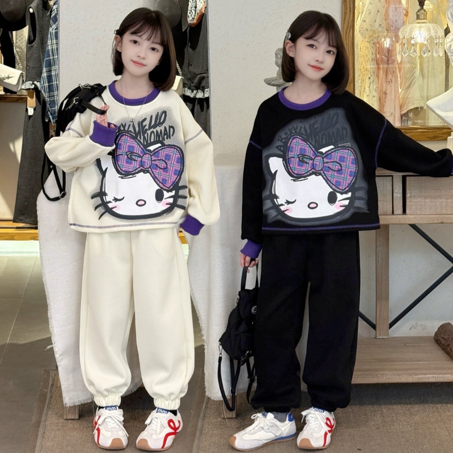 女童卫衣套装秋季2025新款童装女孩宽松卡通圆领上衣休闲裤两件套,童装/婴儿装/亲子装,套装,淘宝优惠券,粉丝福利购,淘宝优惠卷