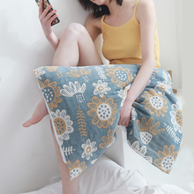 2条装全棉纱布枕巾纯棉一对高档防螨抗菌情侣枕头巾男可固定绑带