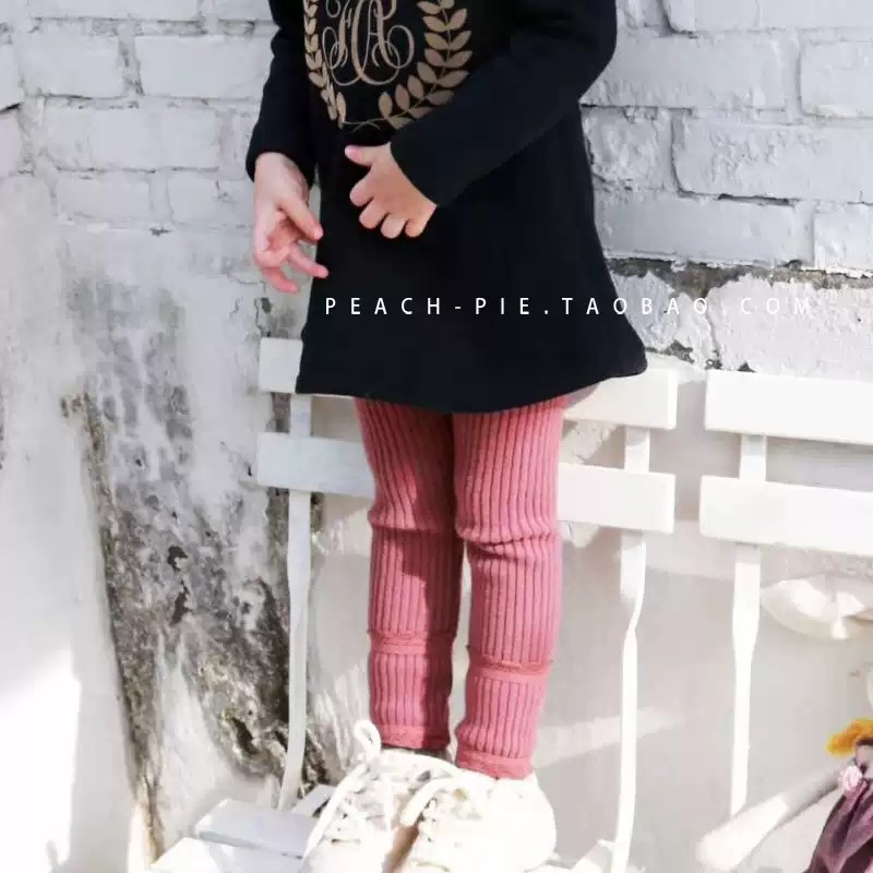 蕾丝磨毛加厚女童坑条打底裤