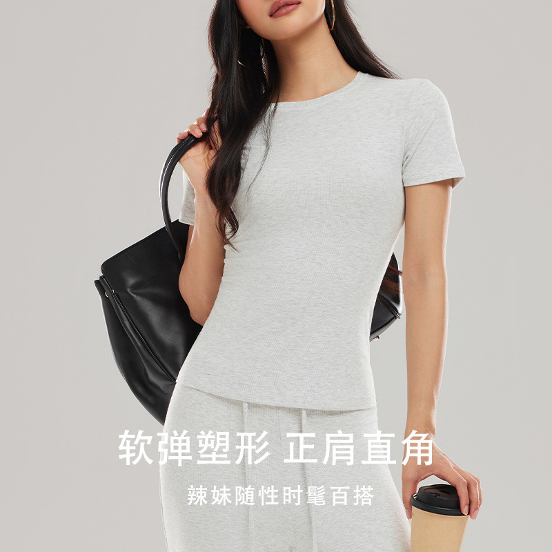 莫代尔短袖运动T恤女瑜伽服上衣