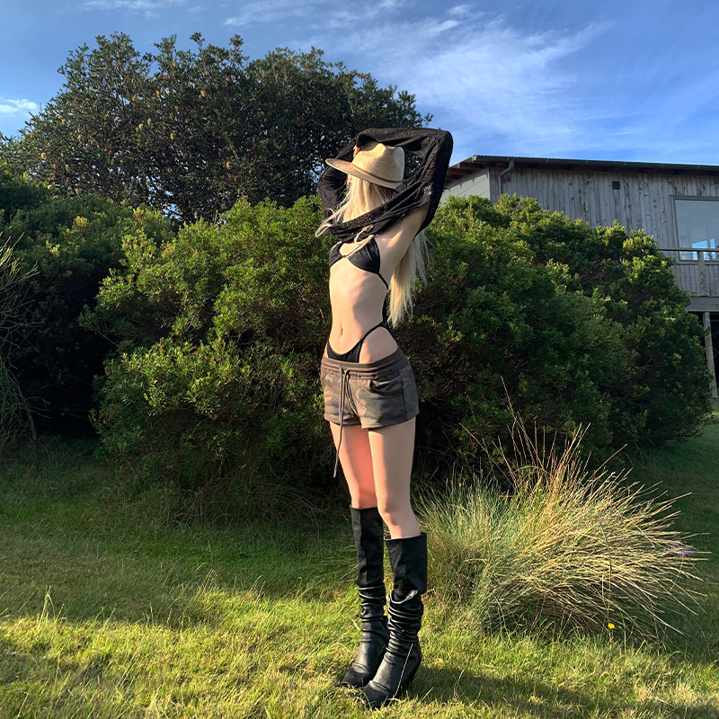 Rase le sol&lsquo;Camo Player&rsquo;美式辣妹迷彩短裤低腰包臀紧身热裤