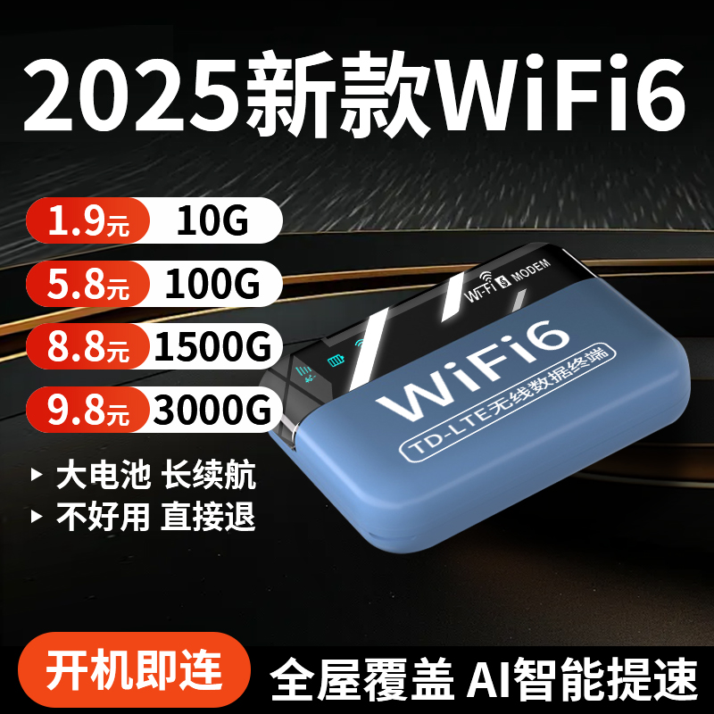 随身无线2025新款wifi移动无线网络随身wifi全国通用流量4g三网便携式户外无线宽带路由器车载wifl6旗舰店