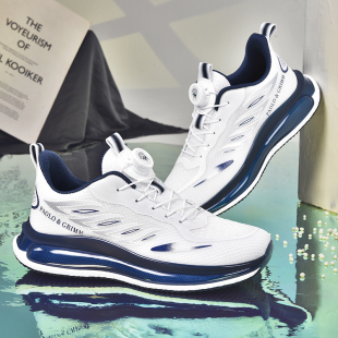 情侣潮鞋 夏季 气垫跑鞋 透气爆米花软底减震休闲跑步鞋 旋钮扣网面款