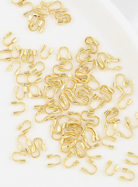 保色18K包金高品质U形马蹄扣护线器收尾扣串珠钢丝线手工diy配件