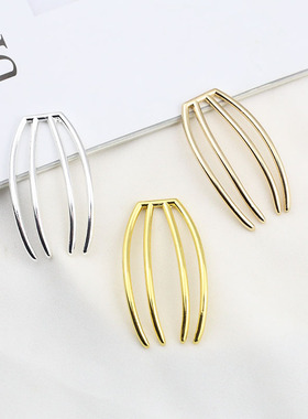 保色合金四齿发叉插梳4齿波浪发梳 手工diy古风新娘汉服发饰配件