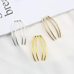 保色合金四齿发叉插梳4齿波浪发梳 手工diy古风新娘汉服发饰配件