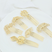 2个价电泳保色合金多孔流苏发梳发簪发钗diy手工古风头饰配件材料