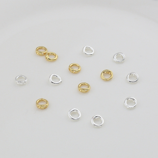 18K包金保色串线双孔闭口圈diy珍珠手链项链饰品收尾扣连接环配件