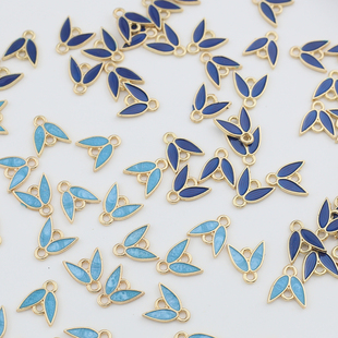 10个装合金仿烧蓝小竹叶diy古风发簪步摇玉簪花流苏吊牌连接片