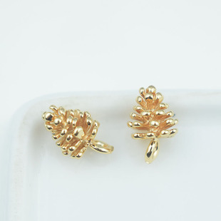 18k包金铜制小松果松球吊坠饰品挂件diy手工项链手链耳坠材料配件