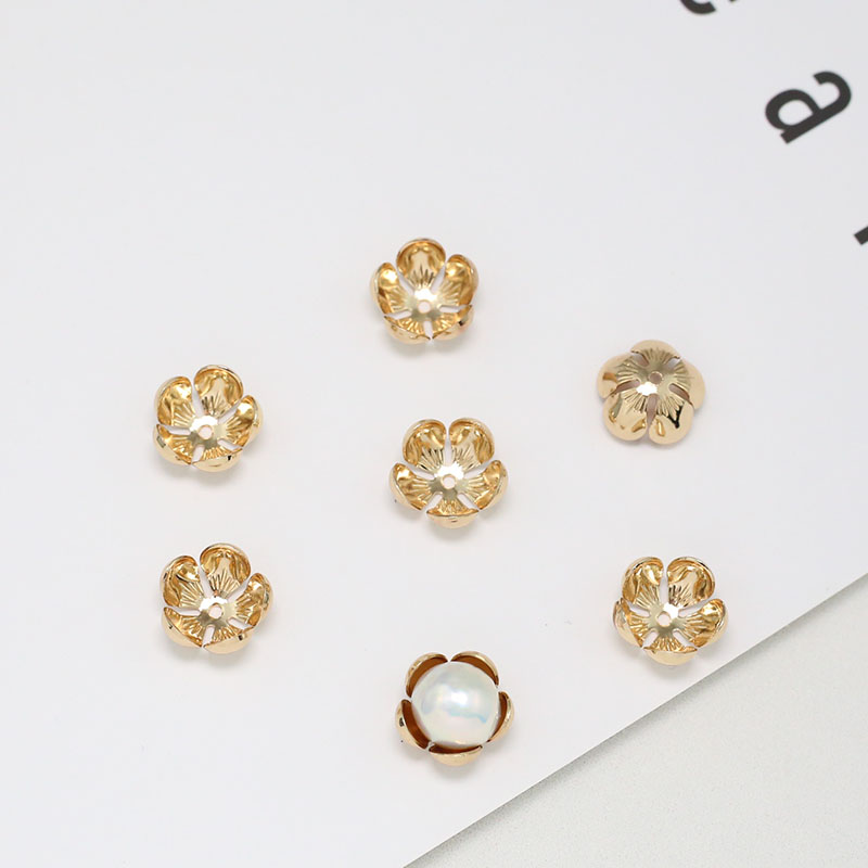 18k纯铜五瓣花碗状花托花心花蕊