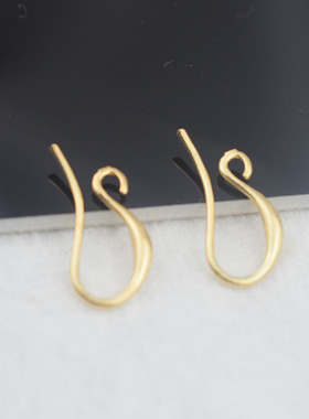 保色18k包金防过敏9形耳钩耳饰品配件手工制作时尚耳环diy材料