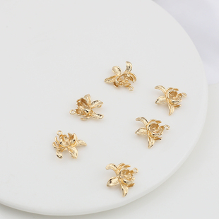 保色纯铜莲花花芯花蕊古风头饰手工DIY发簪缠花绒花材料饰品配件