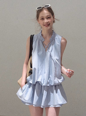 OAKMOO Basic * 莱赛尔棉系带松弛廓形设计感花苞水母裙连衣裙