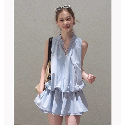 OAKMOO Basic * 莱赛尔棉系带松弛廓形设计感花苞水母裙连衣裙