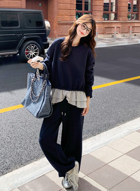 2026新款秋装拼接卫衣套装 时尚减龄套装2D009-2577P175控268