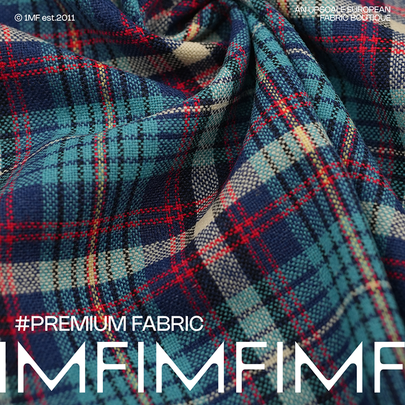 G&CC 羊毛交织面料蓝红格衬衫布料 幅宽145CM 255G/M意大利进口