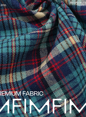 G&CC 羊毛交织面料蓝红格衬衫布料 幅宽145CM 255G/M意大利进口