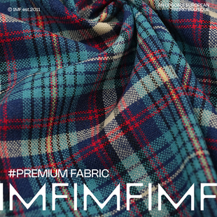 255G G&CC 幅宽145CM 布料 M意大利进口 羊毛交织面料蓝红格衬衫