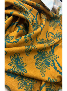 G&CC面料 VI针织黄色底印花服装布料宽125CM 398G/M意大利进口