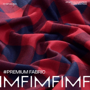 BAL面料麻加棉藏青红格纹微磨毛布料 宽110CM 175G/M 意大利直邮