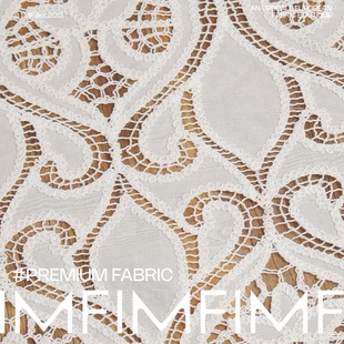 幅宽140CM 布料 北非东风 日本棉质面料白色刺绣镂空服装