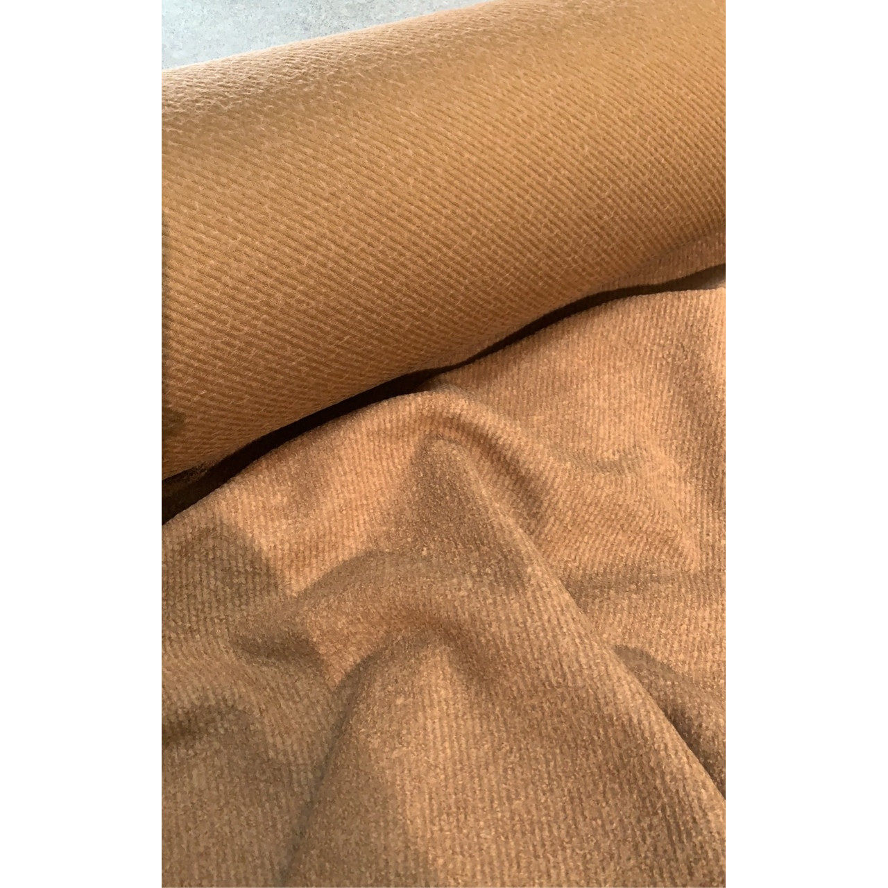 羊毛交织面料驼色斜向纹路外套大衣布料 幅宽132CM 520G/M