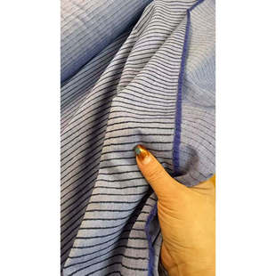 ARM 意大利进口 168G 宽152CM 100%CO纯棉高密蓝色条状衬衫 面料