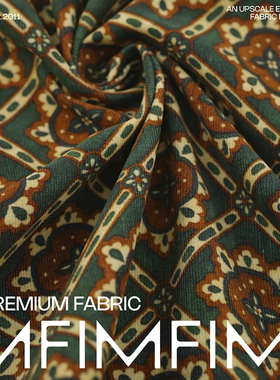 PINTO棉灯芯绒柔软菱形花衬衫连衣裙布 意大利进口