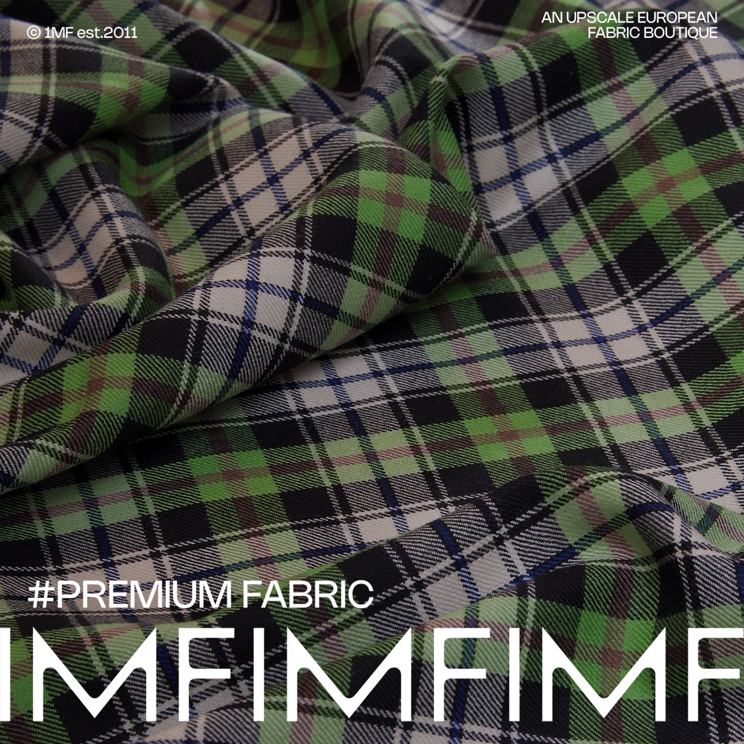 100WV全羊毛面料白绿格纹