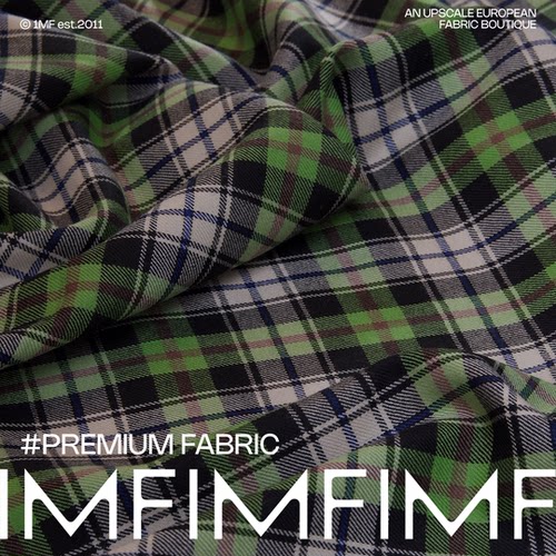 100WV全羊毛面料白绿格纹