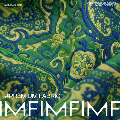 G&CC GIRANI秀场款VI+羊毛+时装混纺绿提花面料宽140CM意大利进口