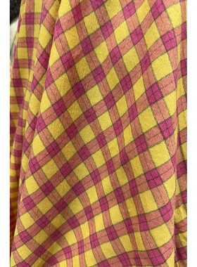 G&CC 羊毛面料粉橘色格纹衬衫布料 幅宽165CM 265G/M 意大利进口