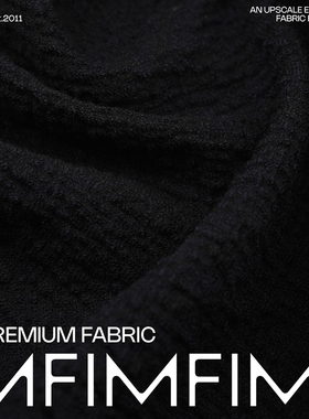 AGN 羊毛交织面料蓝黑色肌理服装布 幅宽150CM 317G/M 意大利进口