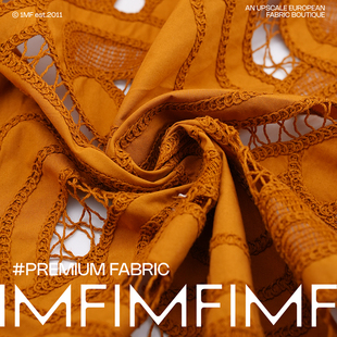 幅宽140CM 布料 福利款 日本CO棉质刺绣面料橘色绣花服装