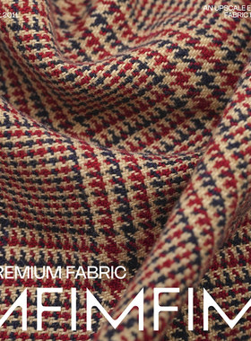 G&CC面料 羊毛加麻混纺面料格纹西装外套裤子布料146CM意大利直邮