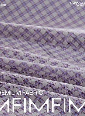 G&CC ALB&NI .CO高密棉质蓝色小格纹面料 宽140CM 意大利直邮