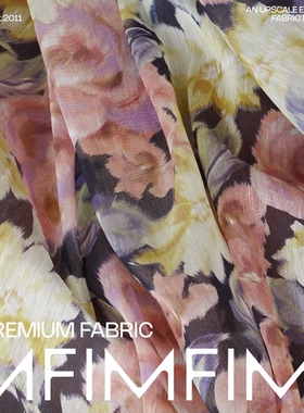 栀花清梦 Z家 天丝+麻 深蓝色底繁花图案定位款面料幅宽145CM